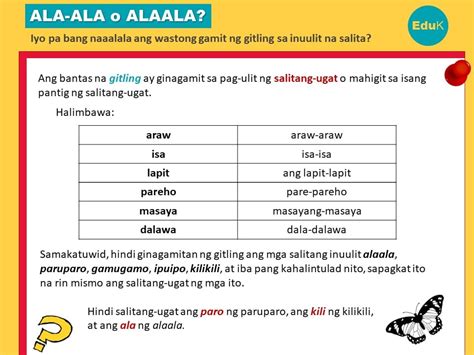 salitang nagtatapos sa in|Gitling: Tamang Paggamit sa Umuulit na Salita.
